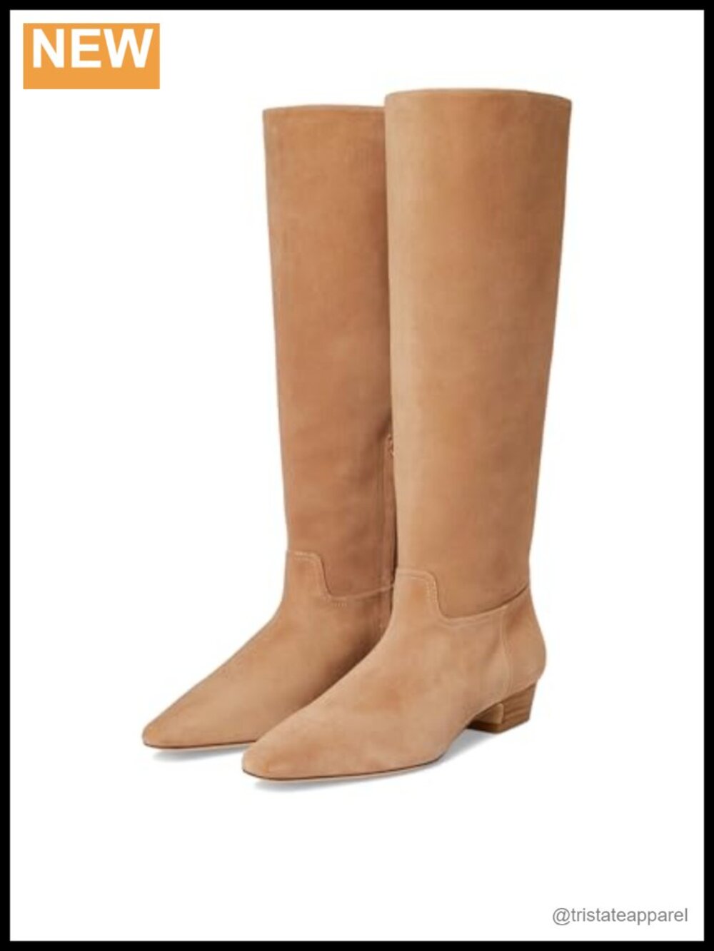 Luxury Leather Knee High Stassi Boot Pointed Block Heel Zip